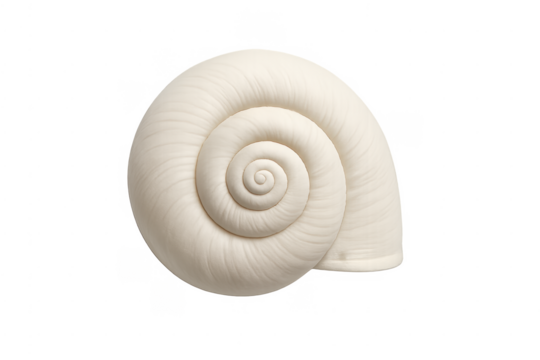 White snail shell showing fibonacci natural pattern