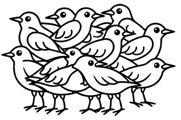 Birds Line Art Bundle Vector on White Background