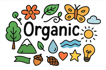 Organic Doodle Delight. Organic graphics. Hand-drawn doodle illustration of organic graphics. Flower, leaf,