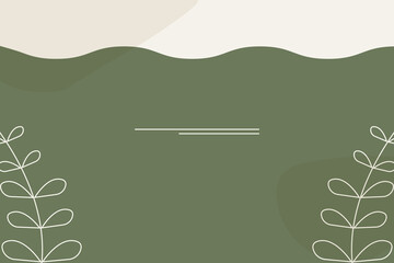 Abstract Green Background with Botanical Line Art – Organic Minimal Design