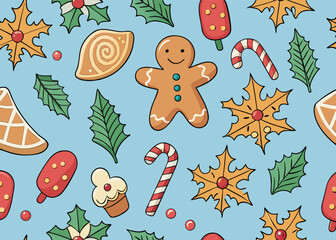 Festive Christmas Cookie Pattern for Holiday Cheer and Warm Memories, Ideal for Backgrounds, Cards, and Gift Wrap Designs