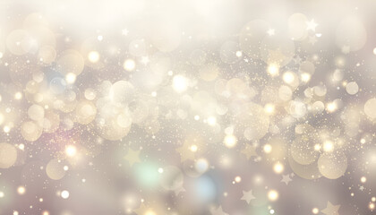 Gold background of bokeh lights, stars, stock illustration, Backgrounds, New Year, Celebration, New Year's Eve, holidays, happiness, festival, event