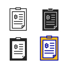 Icon Contract Document Cryptocurrency. Icon collection with various style icon.