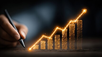 Businessman analyzing profit growth for 2026, market concept in finance for the business plan from 2025 to 2026