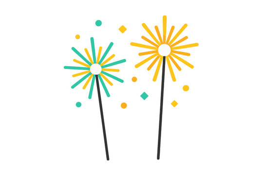 Sparklers' Radiant Celebration. Sparklers Glow. Flat minimalist vector illustration of Sparklers Glow.