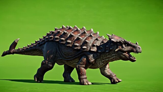 Ankylosaurus Dinosaur on Green Screen Background