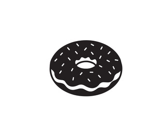 Black and White Donut Illustration with Sprinkles and Frosting Line Art