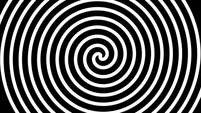Mesmerizing monochrome spiral animation of black and white concentric lines forming a seamless vertical scrolling loop, creating a hypnotic optical illusion background