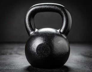 Fototapeta premium Heavy black kettlebell for strength and fitness on dark background
