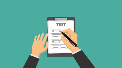 answering test questions video animation concept