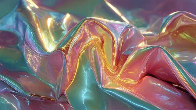 Iridescent holographic pastel gradient creates dynamic background for stock market presentations