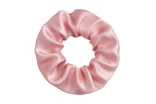 Pink silk scrunchie accessory for hair styling