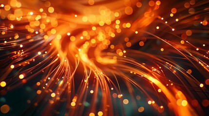 A vibrant abstract scene of golden energy streams weaving and flowing, surrounded by shimmering particles and warm glowing highlights. A dynamic and futuristic visual.