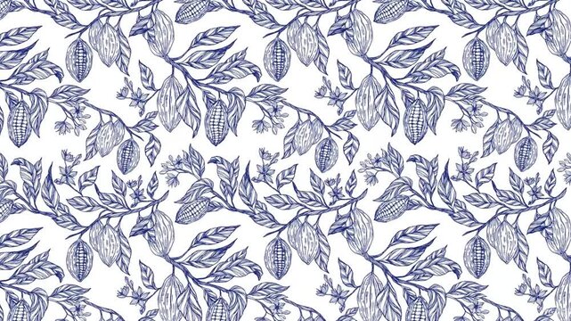 Elegant cocoa-themed frame with cacao leaves, pods, and flowers border. Perfect intro or title card for chocolate brands, confectionery shops, packaging, promos, and gourmet dessert videos.