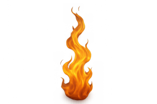 Realistic flame element illustration on a transparent background, depicting a burning fire or hot heat for design projects