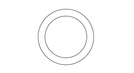 Two concentric white rings, with thin lines, cutout, PNG isolated on a white or transparent background, AI