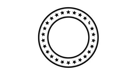 Circular emblem, with two concentric rings and repeating stars along the outer edge, cutout, PNG isolated on a white or transparent background, AI