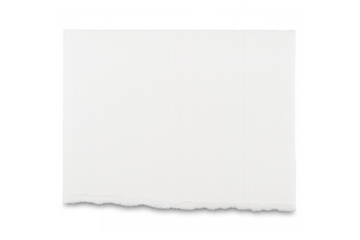 White torn horizontal paper strip with ripped bottom edge on transparent background giving copy space