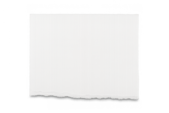 White torn horizontal paper strip with ripped bottom edge on transparent background giving copy space