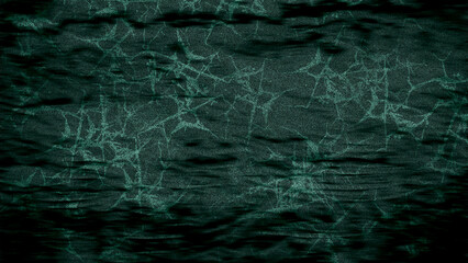 Strong dark deep green background, fine detailed shattered glass crack pattern, thick shadows damaged surface digital effect