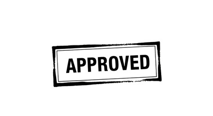 White outline of the word A P R O V E D, in a rectangular stamp shape, cutout, PNG isolated on a white or transparent background, AI