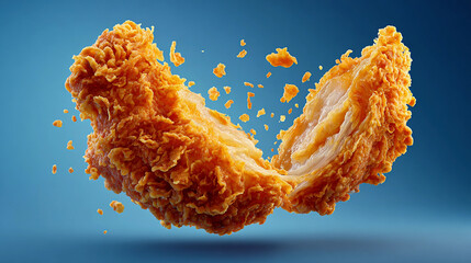 creative image of fried chicken cut splitted into two parts