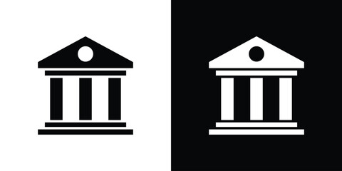 Bank icons in black and white shilhouette style for App Ui