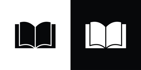 Book icons in black and white shilhouette style for App Ui