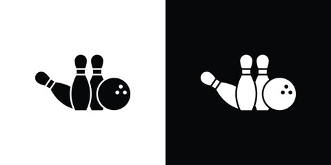 Bowling icons in black and white shilhouette style for App Ui