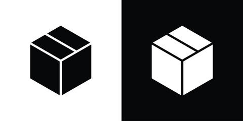 Box icons in black and white shilhouette style for App Ui