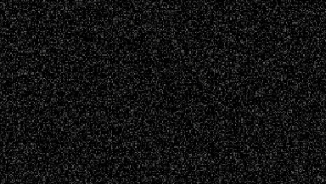 Rough white digital noise effect on a dark background, static texture and fine speckles resembling an old tv screen, filter overlay layer for video, photo, or graphic design projects