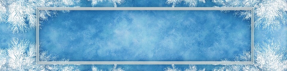 Frosted Ice Blue Winter Border with Snowflakes