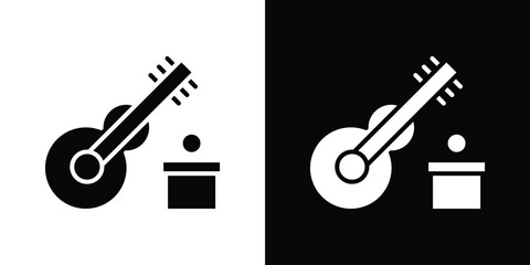 Busking icons in black and white shilhouette style for App Ui
