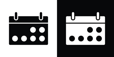 Calendar icons in black and white shilhouette style for App Ui