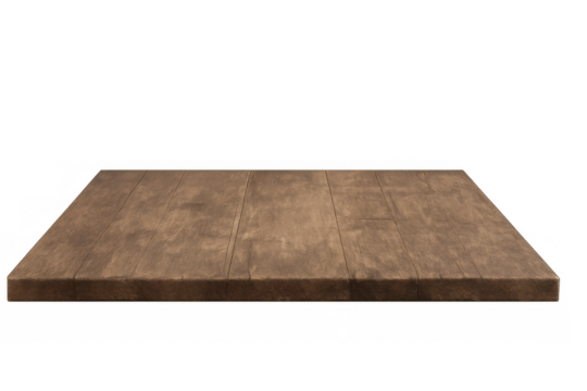 Empty dark wood table top surface with visible texture on transparent background for product display - Powered by Adobe