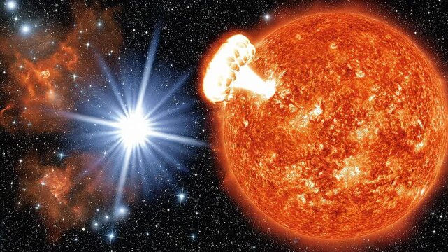 Solar flare eruption from sun surface timelapse