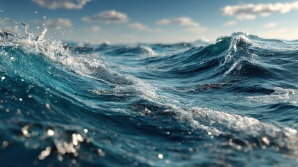 Obraz premium Close-up of turquoise ocean wave with sunlight reflecting off the surface, showcasing the power and beauty of nature