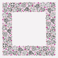 pink frame with hearts