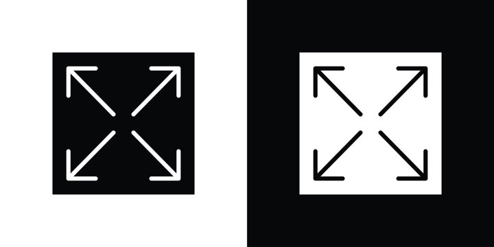 Expand arrows icons in black and white shilhouette style for App Ui