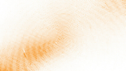 Bright orange halftone starburst background, dynamic radial dot pattern fading smoothly into white space, modern abstract energy design ideal for creative posters, presentations and vibrant digital