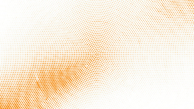 Bright orange halftone starburst background, dynamic radial dot pattern fading smoothly into white space, modern abstract energy design ideal for creative posters, presentations and vibrant digital - Powered by Adobe