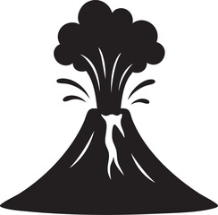 Volcano eruption silhouette vector