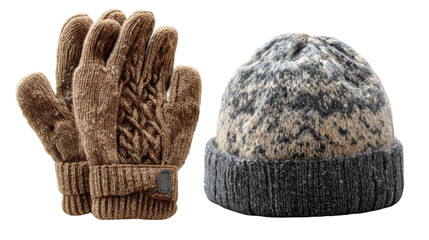 winter accessories on white background 