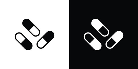 Medicine icons in black and white shilhouette style for App Ui