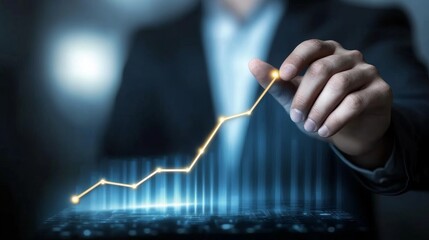 An upward trend graph showcasing significant business growth as well as overall market success over time