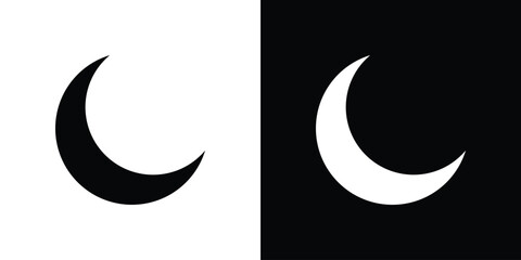 Moon icons in black and white shilhouette style for App Ui