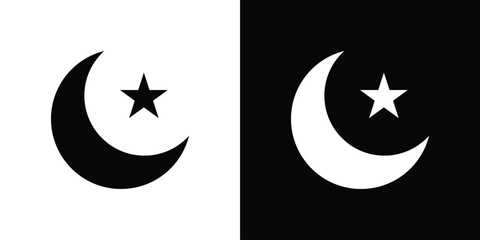 Moon stars icons in black and white shilhouette style for App Ui