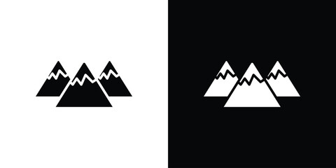 Mountains icons in black and white shilhouette style for App Ui