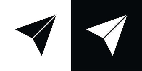 Paper plane icons in black and white shilhouette style for App Ui