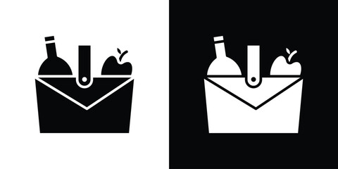 Picnic icons in black and white shilhouette style for App Ui